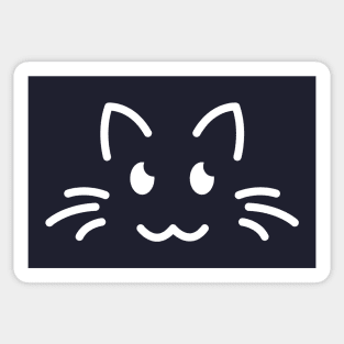 Meow! - Cute Cat Face Line Art - White Sticker